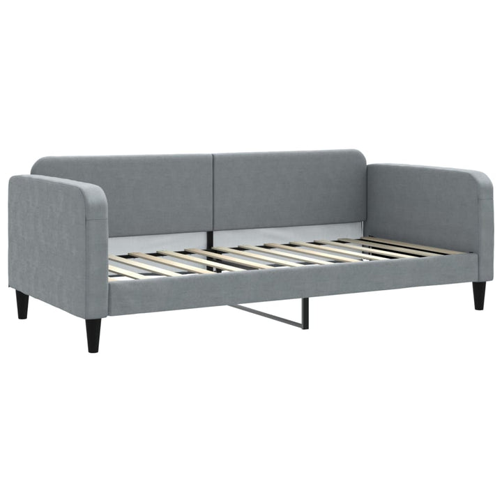 daybed med udtræk og madras 90x200 cm stof lysegrå