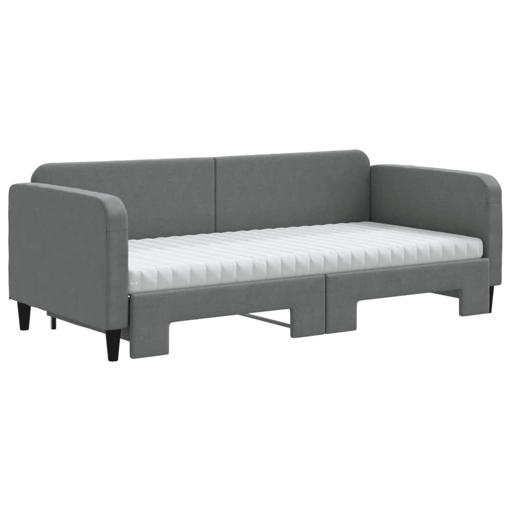 daybed med udtræk og madras 90x200 cm stof mørkegrå