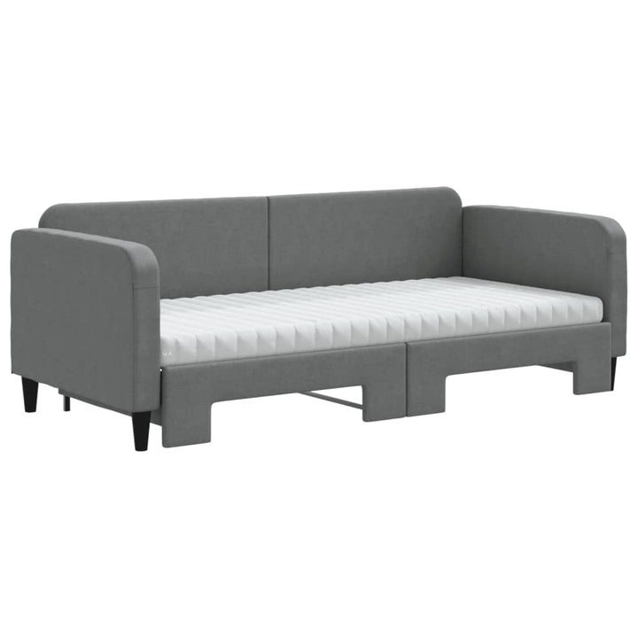 daybed med udtræk og madras 90x200 cm stof mørkegrå