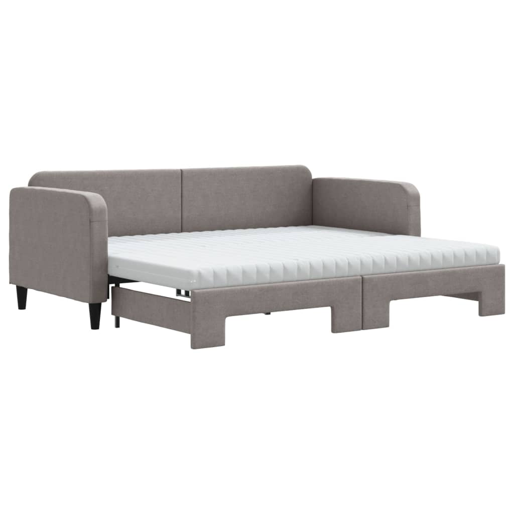 daybed med udtræk og madras 90x200 cm stof gråbrun