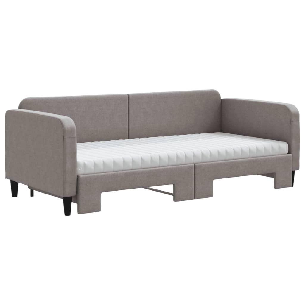 daybed med udtræk og madras 90x200 cm stof gråbrun