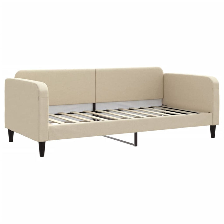 daybed med udtræk og madras 90x200 cm stof cremefarvet