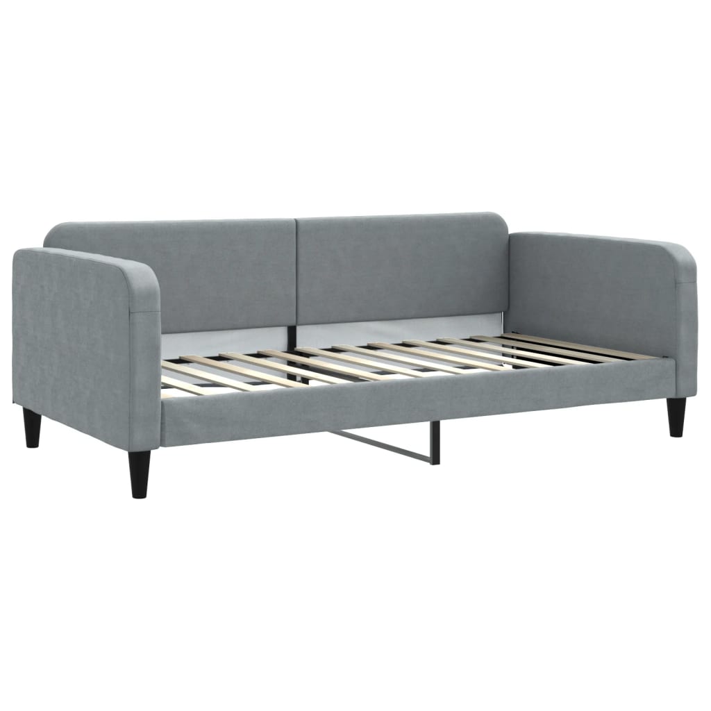 daybed med udtræk og madras 100x200 cm stof lysegrå