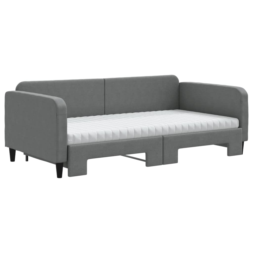 daybed med udtræk og madras 100x200 cm stof mørkegrå