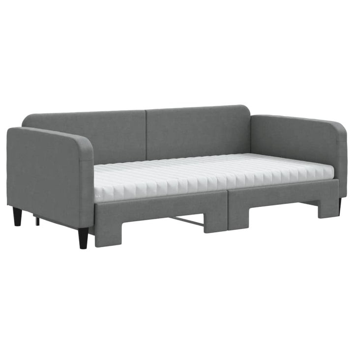 daybed med udtræk og madras 100x200 cm stof mørkegrå