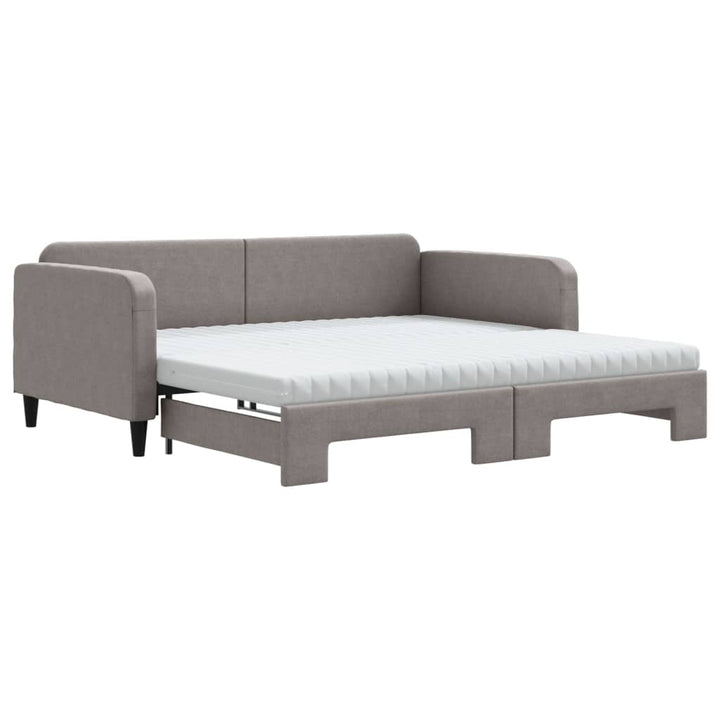 daybed med udtræk og madras 100x200 cm stof gråbrun