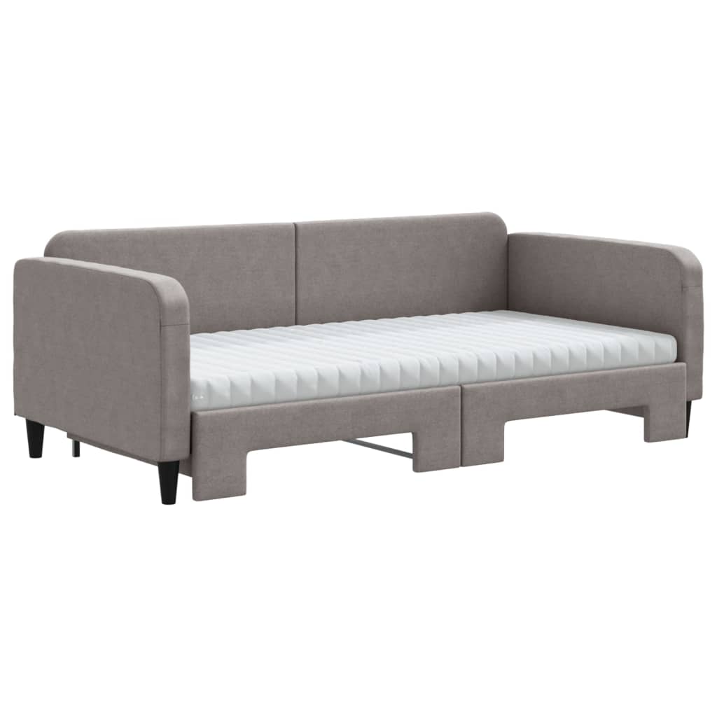 daybed med udtræk og madras 100x200 cm stof gråbrun