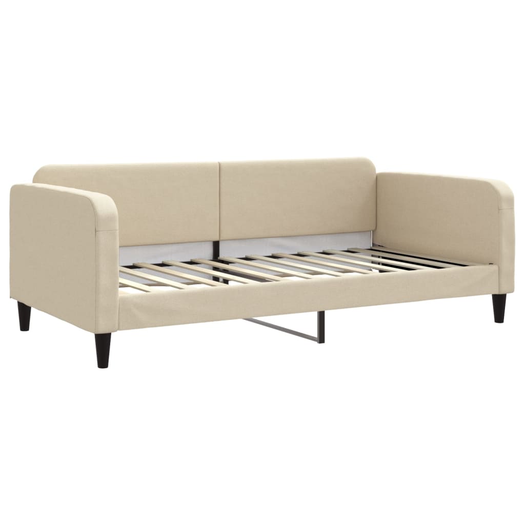 daybed med udtræk og madras 100x200 cm stof cremefarvet