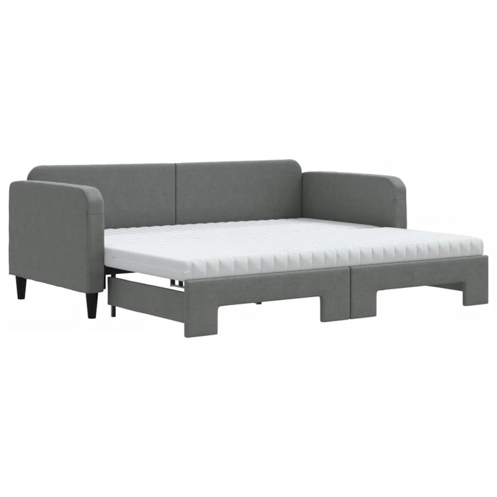 daybed med udtræk og madras 90x190 cm stof mørkegrå
