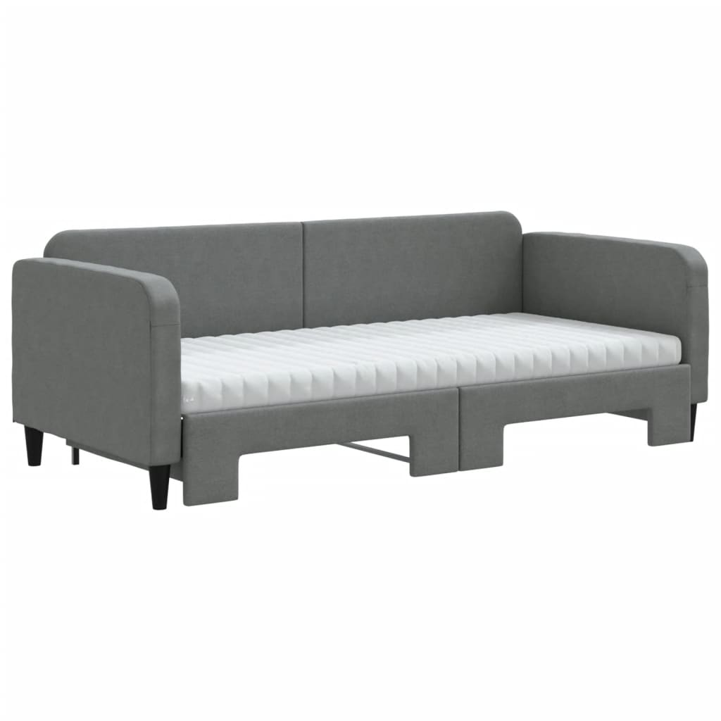 daybed med udtræk og madras 90x190 cm stof mørkegrå