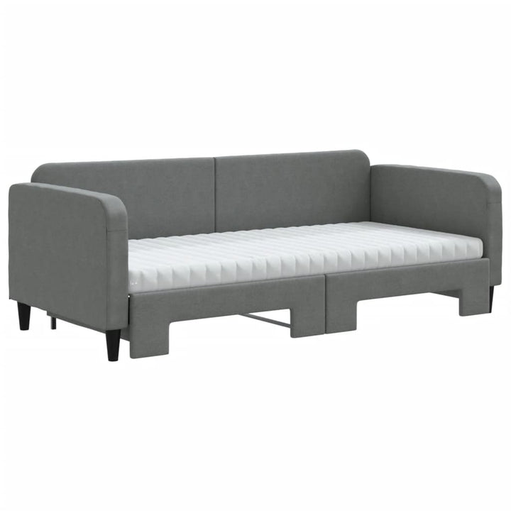 daybed med udtræk og madras 90x190 cm stof mørkegrå