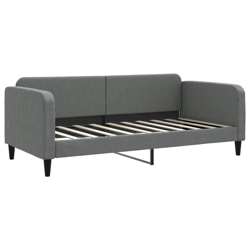daybed med udtræk og madras 90x190 cm stof mørkegrå