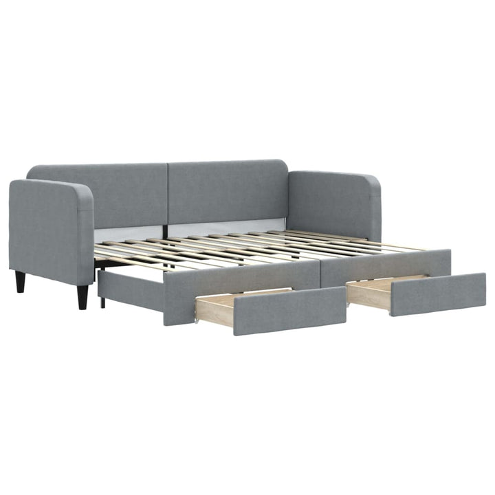 daybed med udtræk og skuffer 80x200 cm stof lysegrå