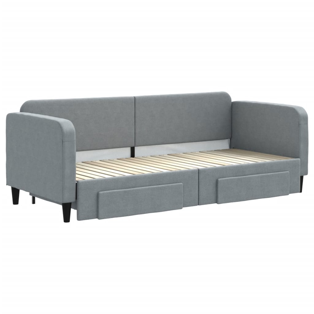 daybed med udtræk og skuffer 80x200 cm stof lysegrå