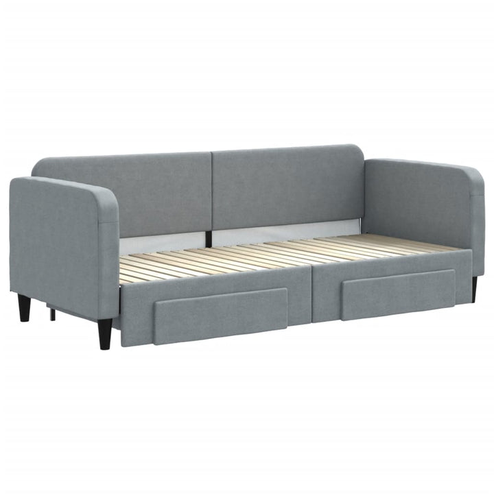 daybed med udtræk og skuffer 80x200 cm stof lysegrå