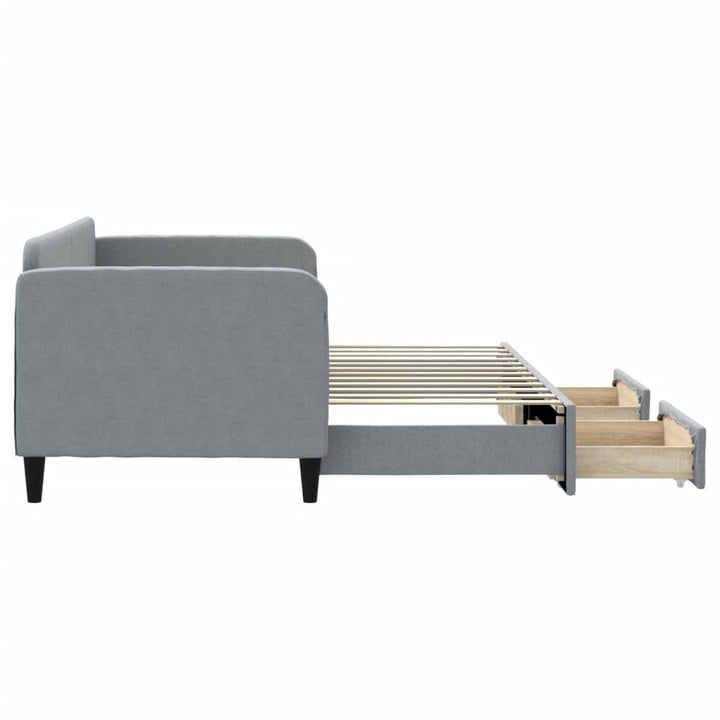 daybed med udtræk og skuffer 80x200 cm stof lysegrå