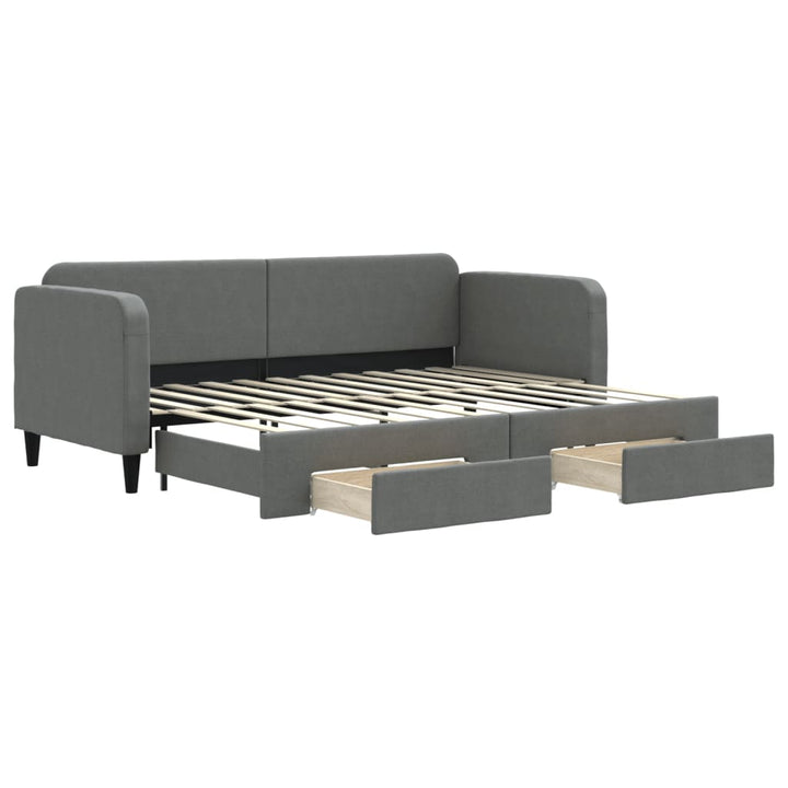 daybed med udtræk og skuffer 80x200 cm stof mørkegrå