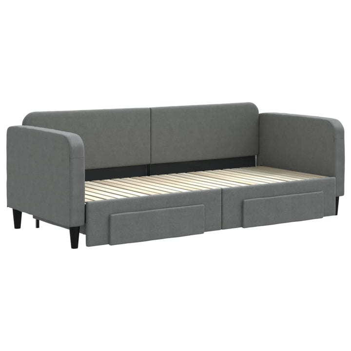 daybed med udtræk og skuffer 80x200 cm stof mørkegrå