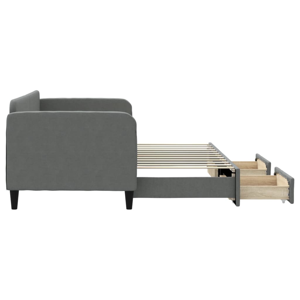 daybed med udtræk og skuffer 80x200 cm stof mørkegrå