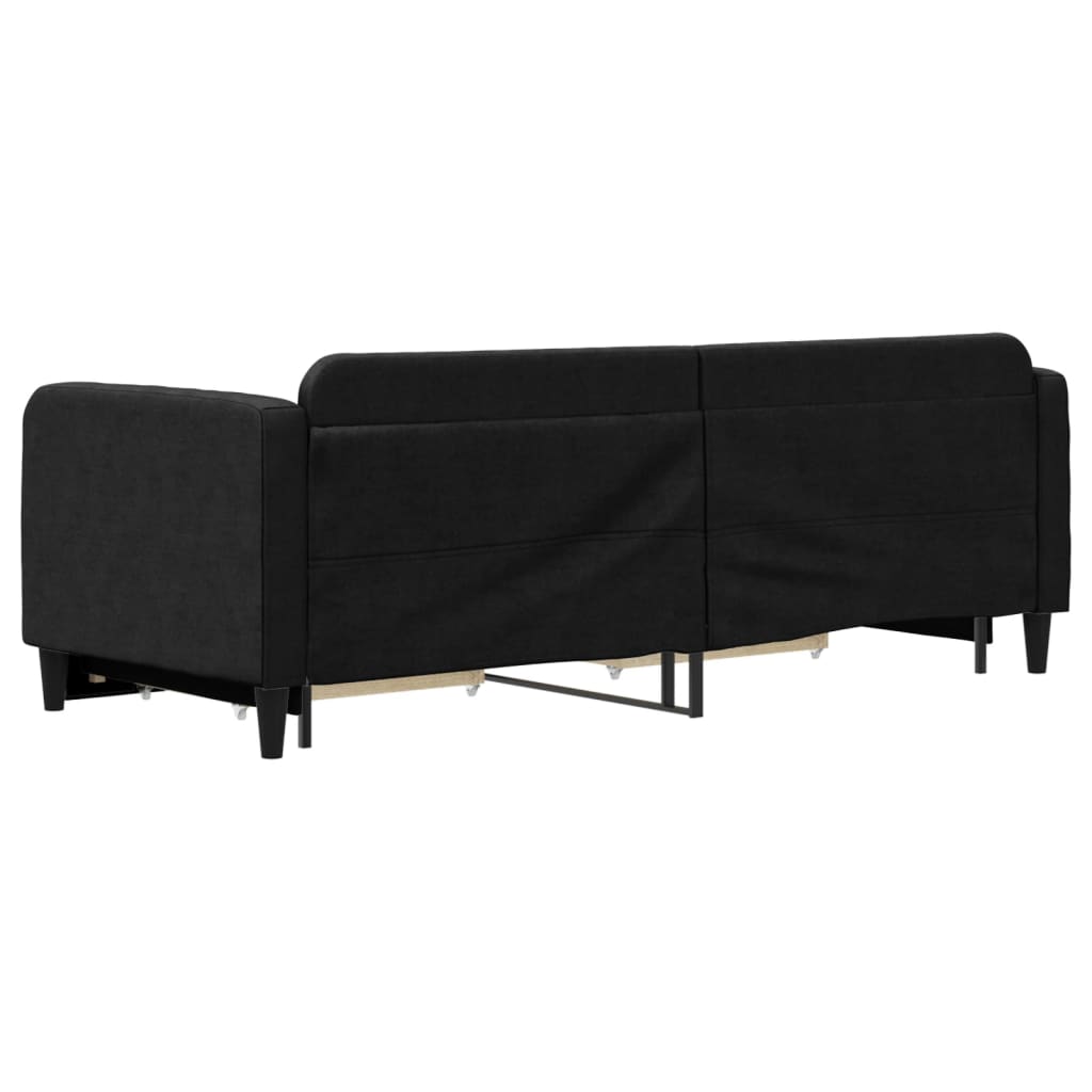 daybed med udtræk og skuffer 80x200 cm stof sort