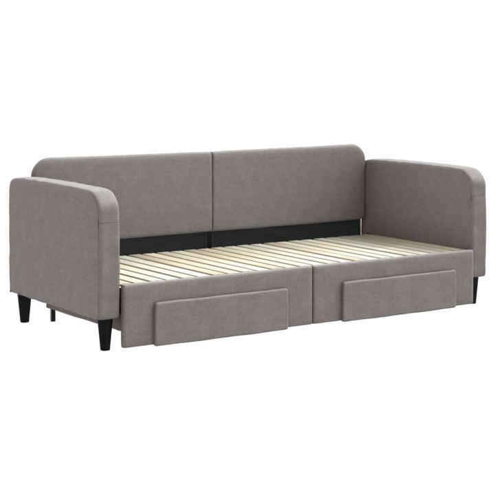 daybed med udtræk og skuffer 80x200 cm stof gråbrun