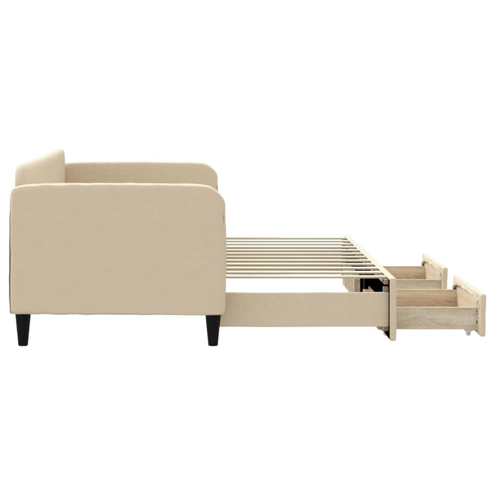 daybed med udtræk og skuffer 80x200 cm stof cremefarvet