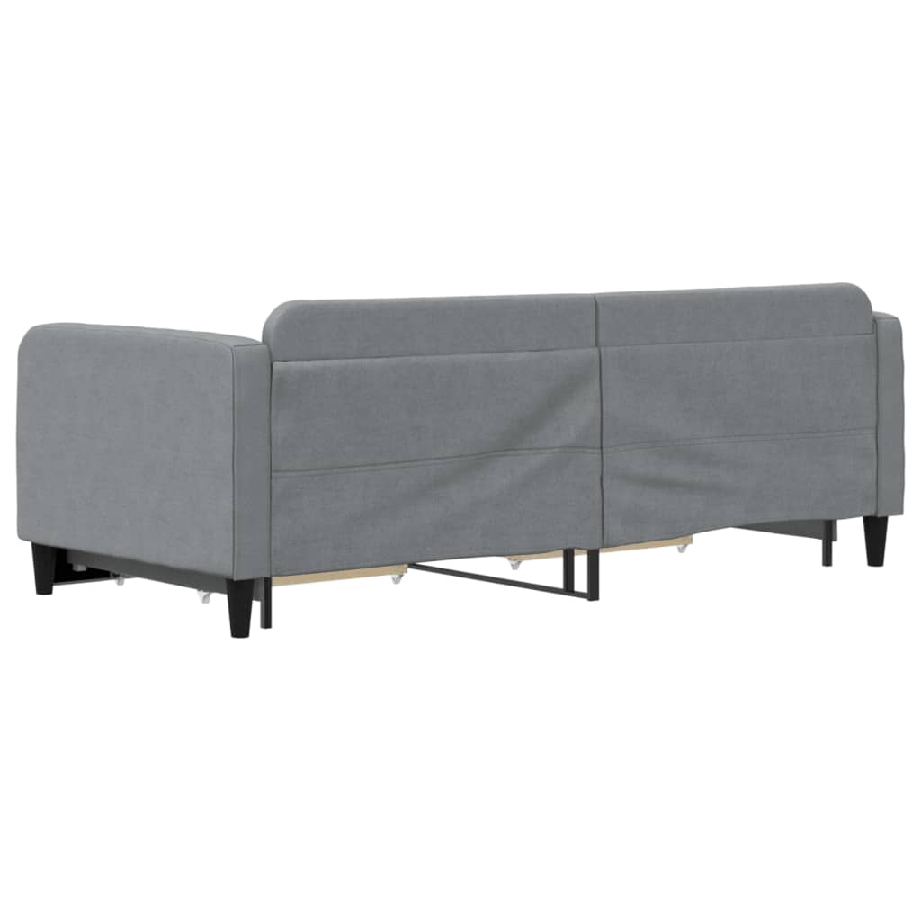 daybed med udtræk og skuffer 90x200 cm stof lysegrå
