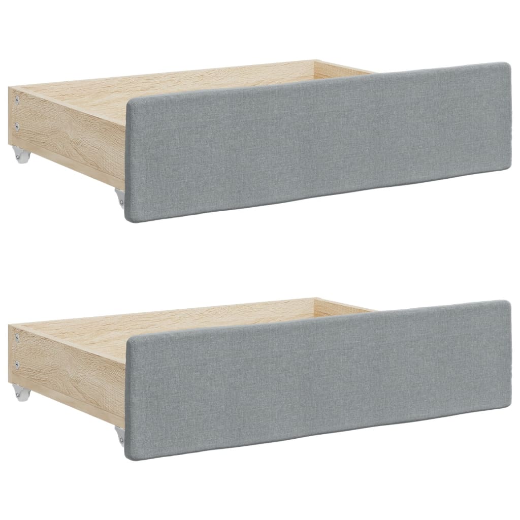 daybed med udtræk og skuffer 90x200 cm stof lysegrå