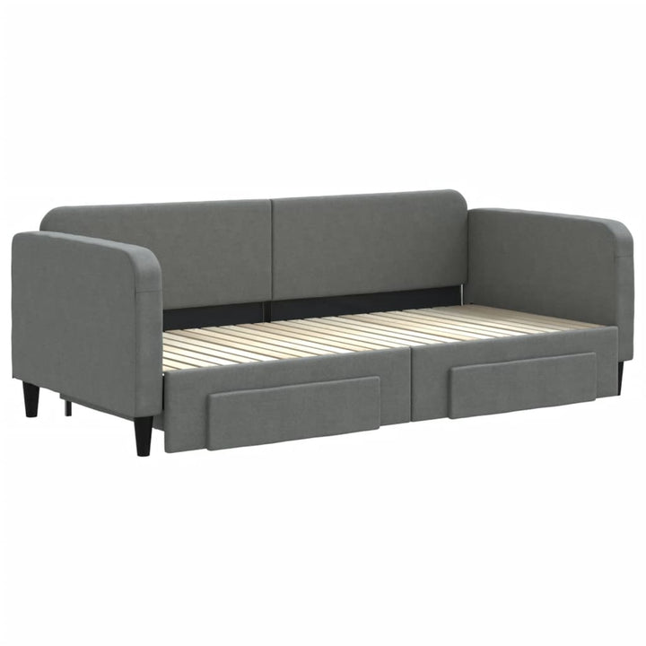 daybed med udtræk og skuffer 90x200 cm stof mørkegrå