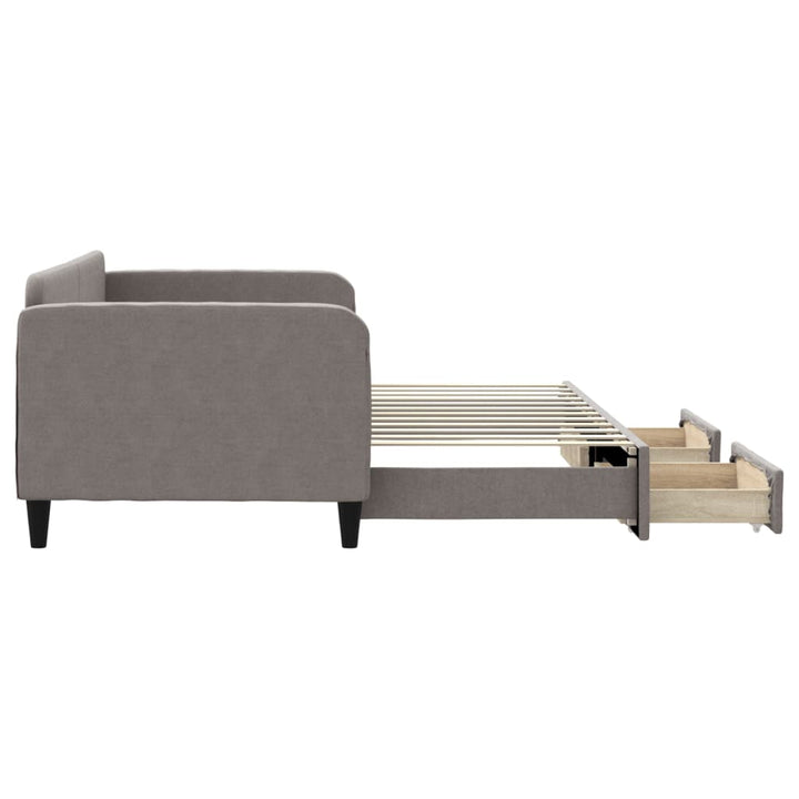 daybed med udtræk og skuffer 90x200 cm stof gråbrun