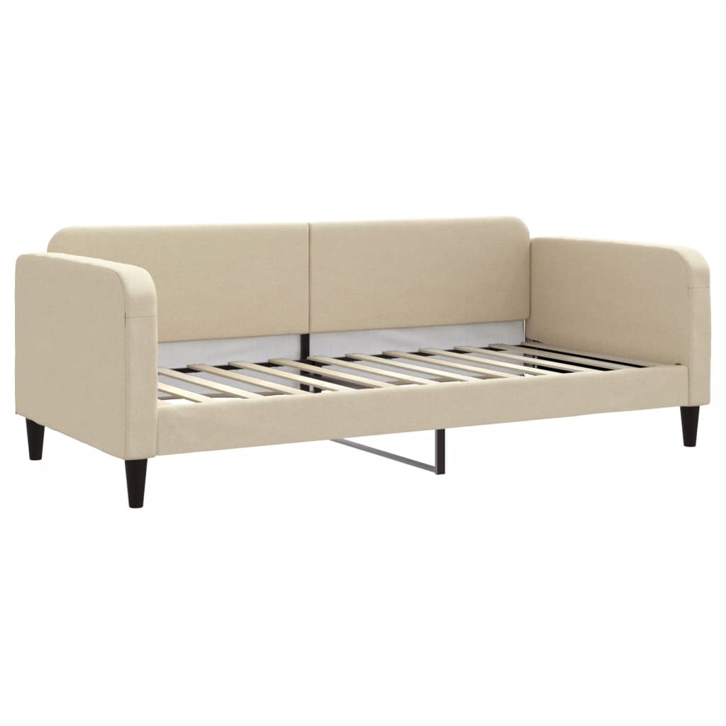 daybed med udtræk og skuffer 90x200 cm stof cremefarvet