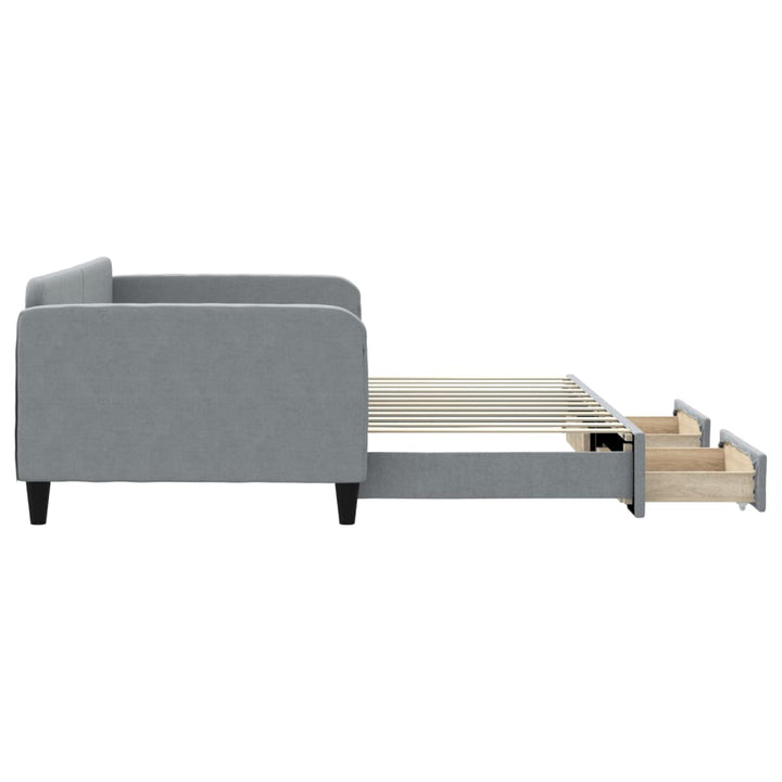 daybed med udtræk og skuffer 100x200 cm stof lysegrå