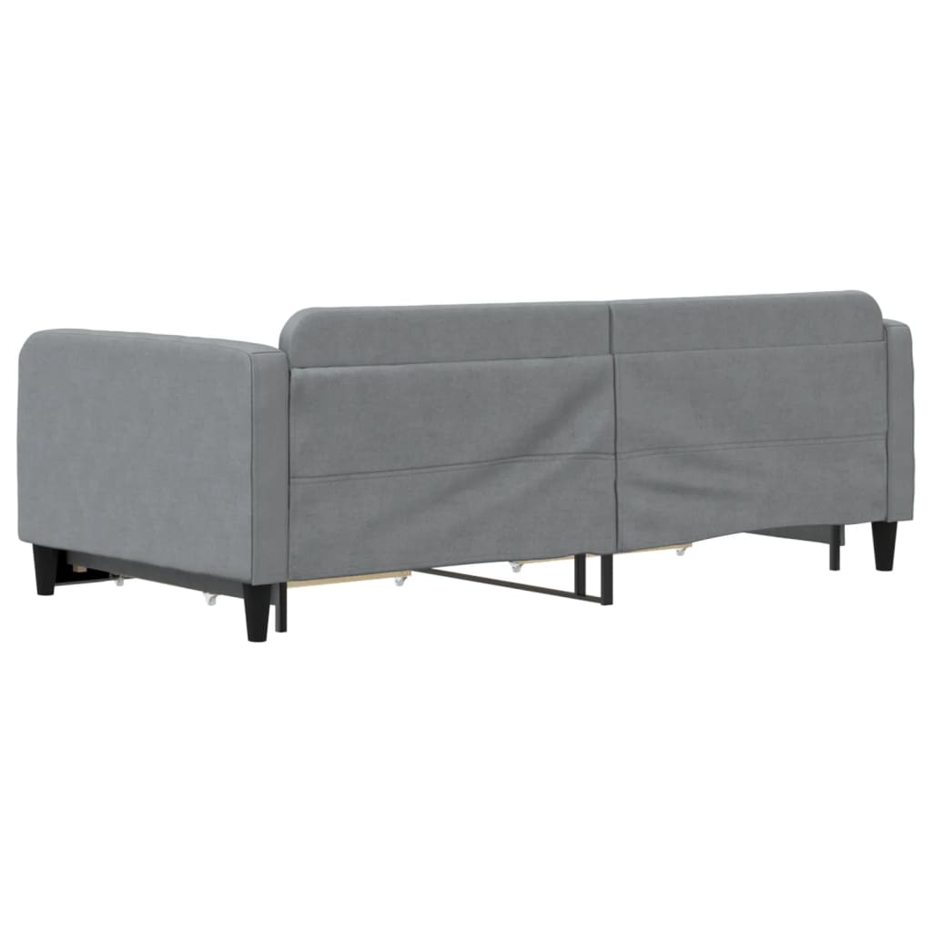 daybed med udtræk og skuffer 100x200 cm stof lysegrå
