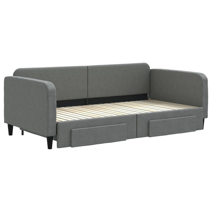 daybed med udtræk og skuffer 100x200 cm stof mørkegrå