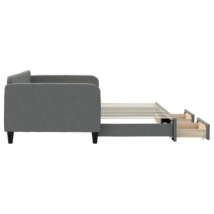 daybed med udtræk og skuffer 100x200 cm stof mørkegrå