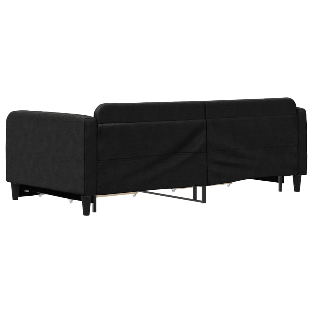 daybed med udtræk og skuffer 100x200 cm stof sort