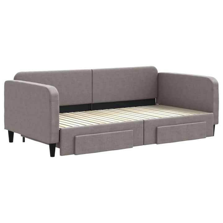 daybed med udtræk og skuffer 100x200 cm stof gråbrun