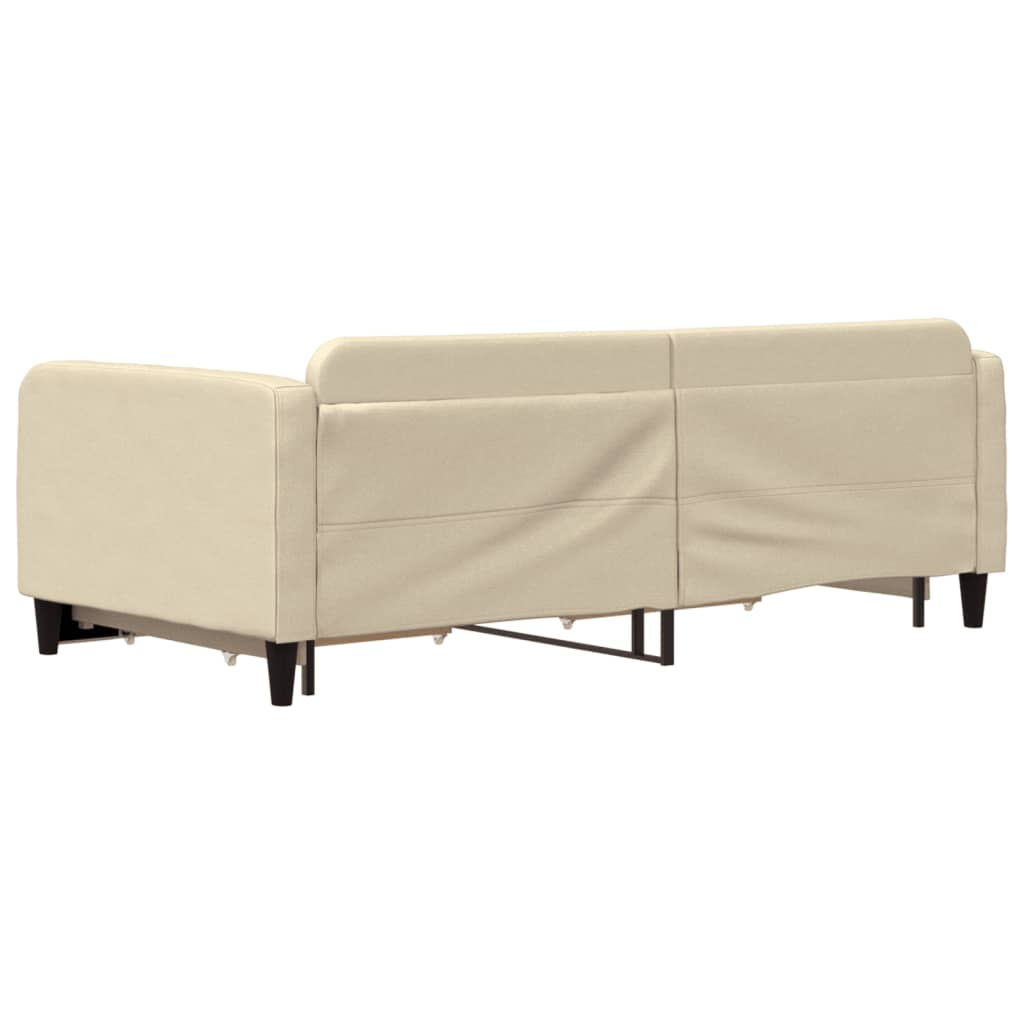 daybed med udtræk og skuffer 100x200 cm stof cremefarvet