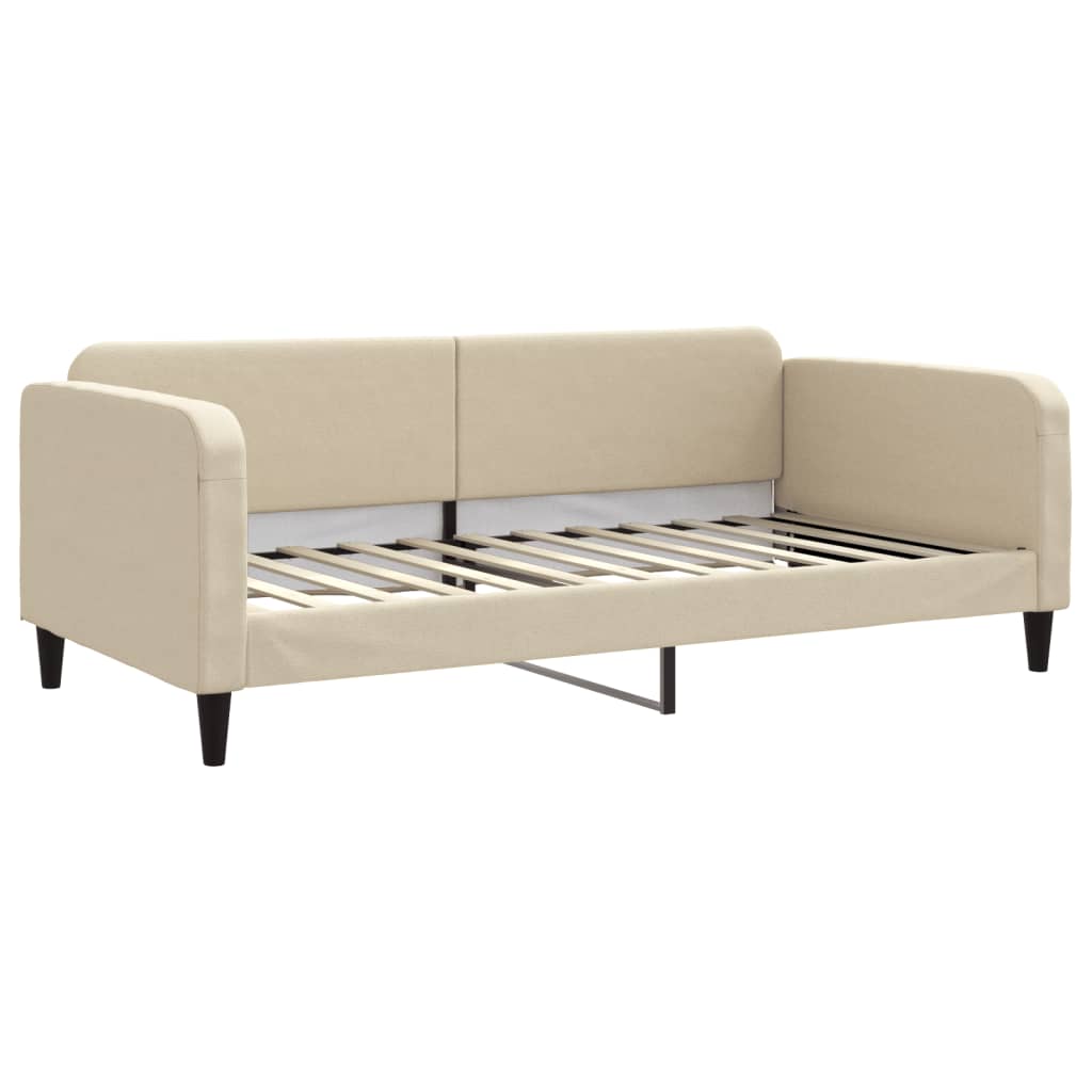 daybed med udtræk og skuffer 100x200 cm stof cremefarvet