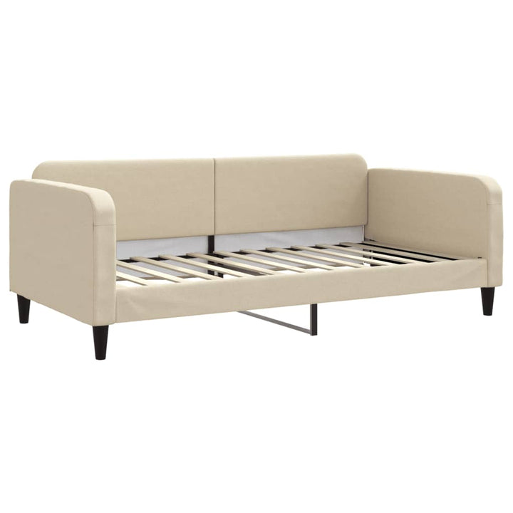 daybed med udtræk og skuffer 100x200 cm stof cremefarvet