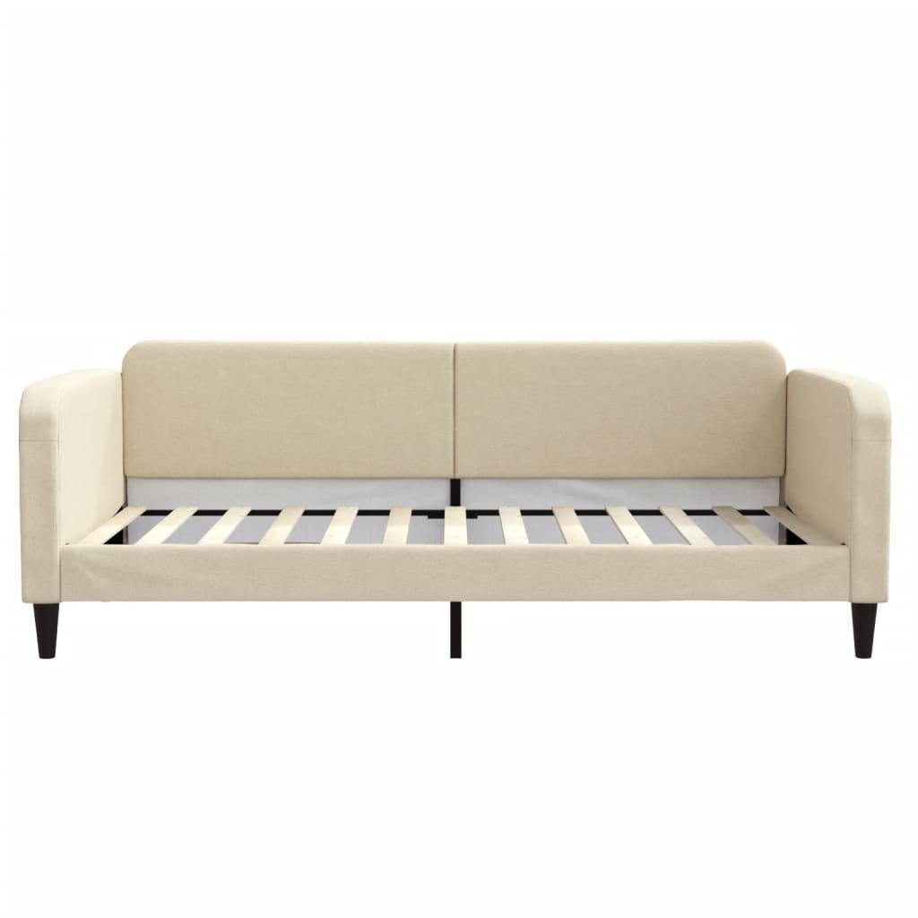 daybed med udtræk og skuffer 100x200 cm stof cremefarvet
