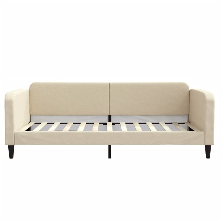 daybed med udtræk og skuffer 100x200 cm stof cremefarvet