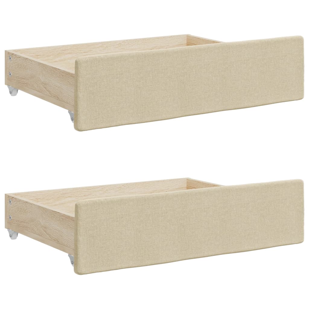 daybed med udtræk og skuffer 100x200 cm stof cremefarvet