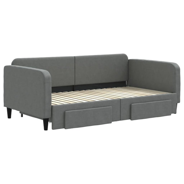 daybed med udtræk og skuffer 90x190 cm stof mørkegrå