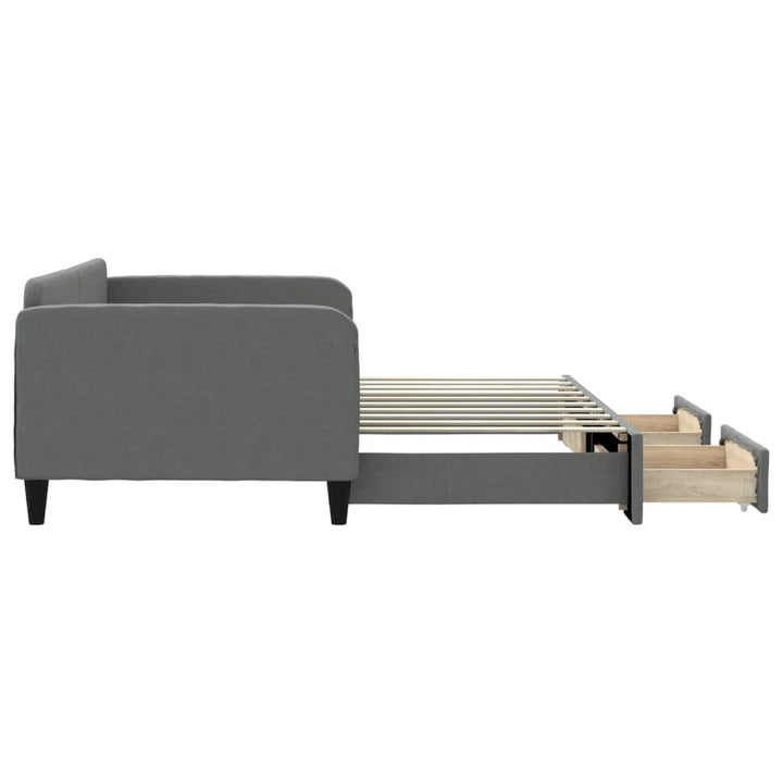 daybed med udtræk og skuffer 90x190 cm stof mørkegrå