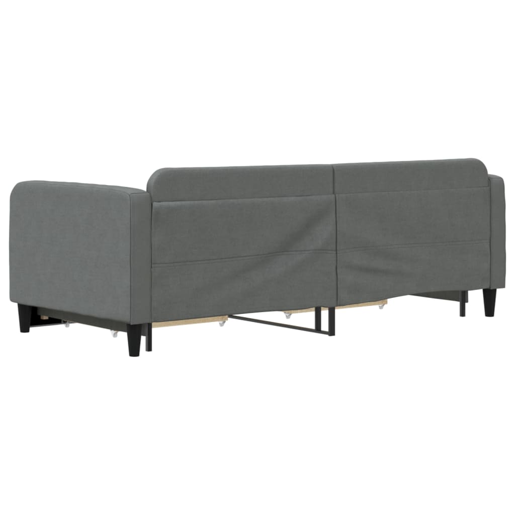 daybed med udtræk og skuffer 90x190 cm stof mørkegrå