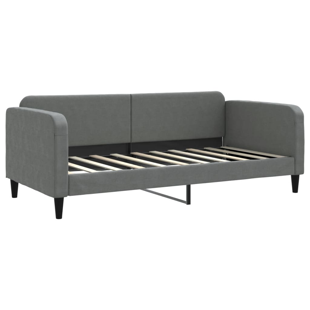 daybed med udtræk og skuffer 90x190 cm stof mørkegrå