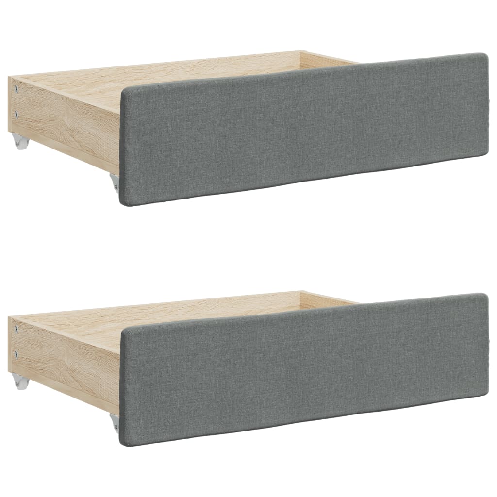 daybed med udtræk og skuffer 90x190 cm stof mørkegrå