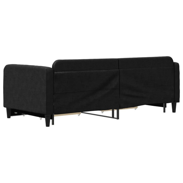 daybed med udtræk og skuffer 90x190 cm stof sort