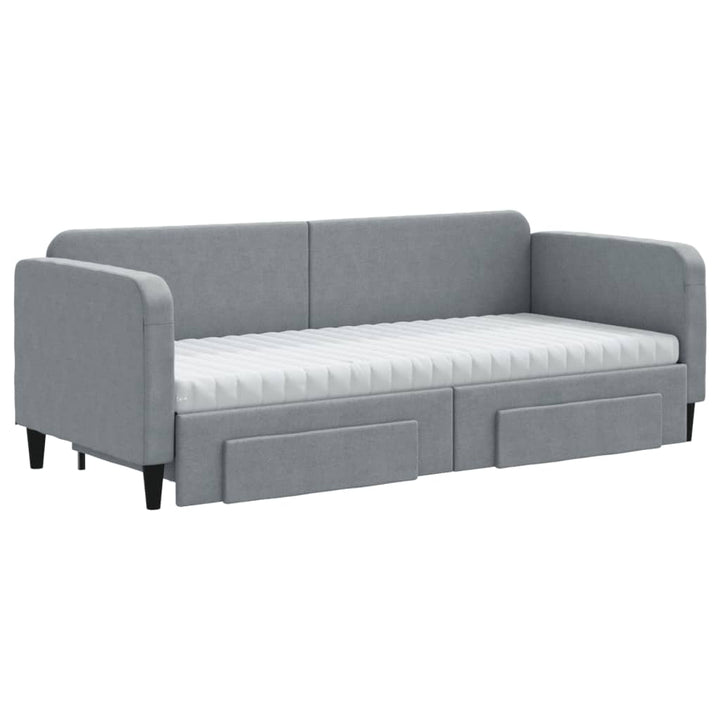 daybed med udtræk og skuffer 80x200 cm stof lysegrå